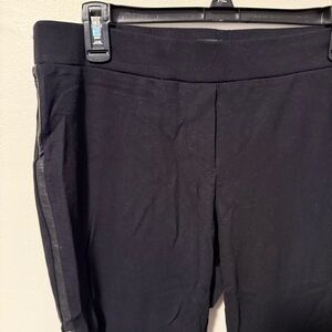 Ana Black Leggings Faux Leather Piping Size L Dress Pants Fake Button Front